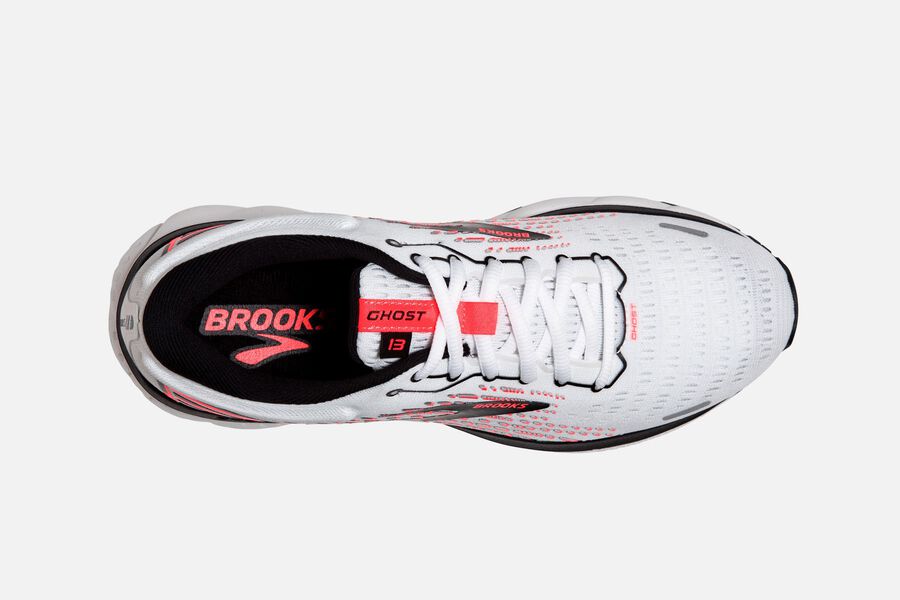 Ghost 13 Road Brooks Running Shoes NZ Womens - White/Pink/Black - LMXEVP-815